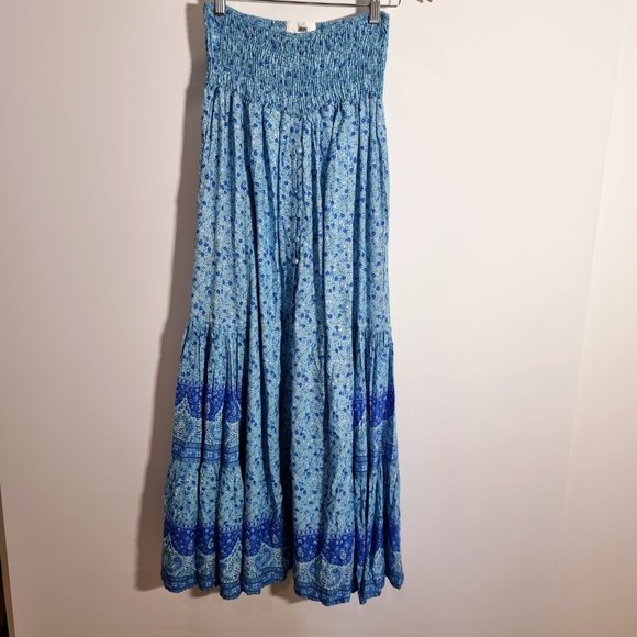 Jaase Blue Maxi Skirt Size XS Rayon As New Floral Boho Festival Beach - Picture 3 of 10